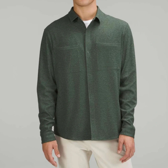 Men's Lululemon Soft Knit Overshirt Size Small Mossy Green Gray - Picture 3 of 16